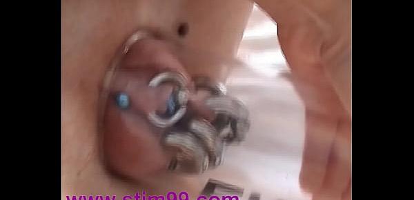  Pumping Pierced Pussy and Saline Balls inflation Fucking
